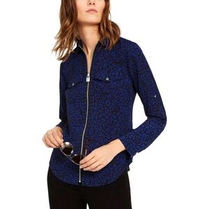 Michael Kors NWT Light Blouse - Navy Cheetah! 2X